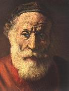 REMBRANDT Harmenszoon van Rijn Portrait of an Old Man in Red (detail) oil painting